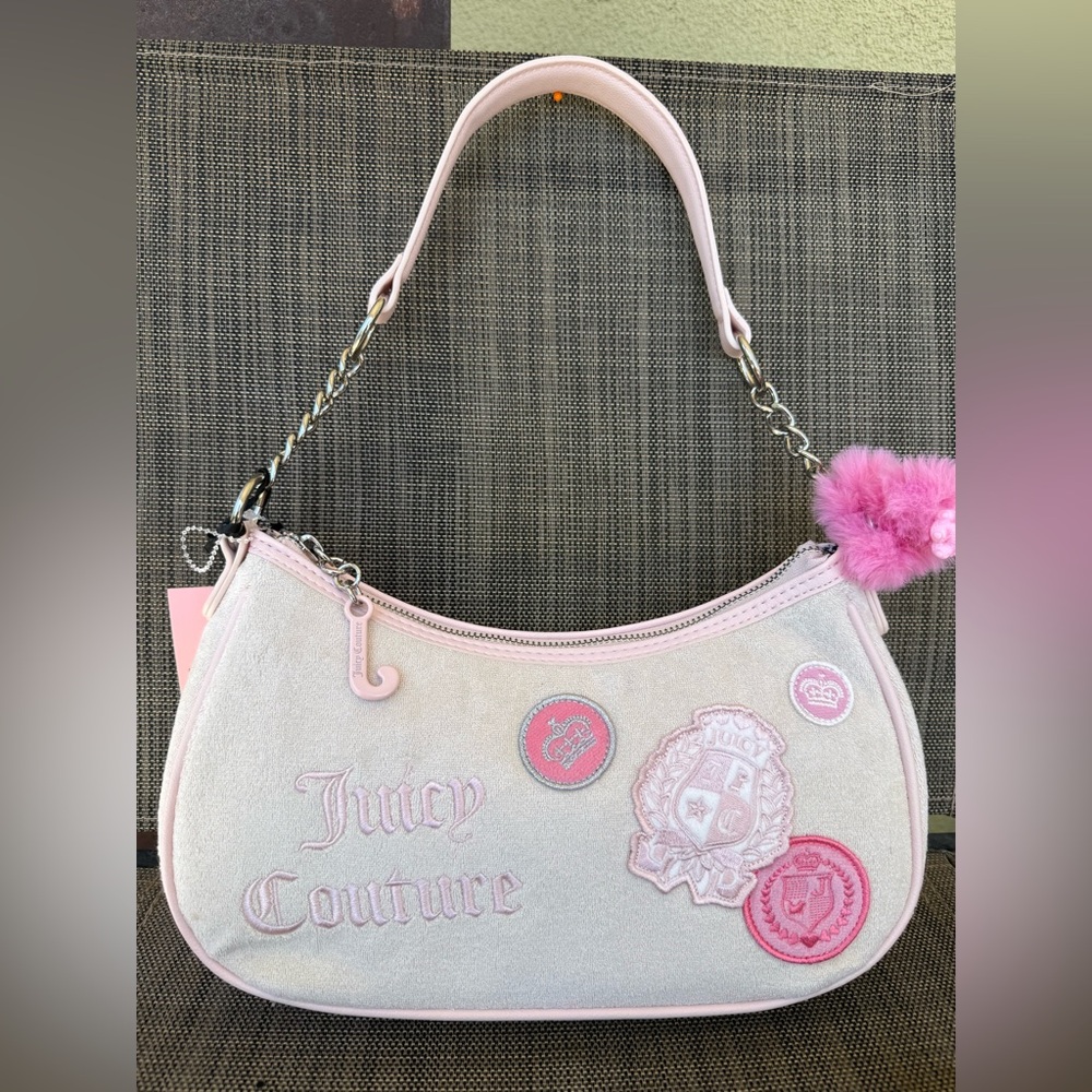 Adorable JUICY COUTURE CRYSTAL JUICY GIRLS RULE SHOULDER BAG CROWN PATCHES 👑